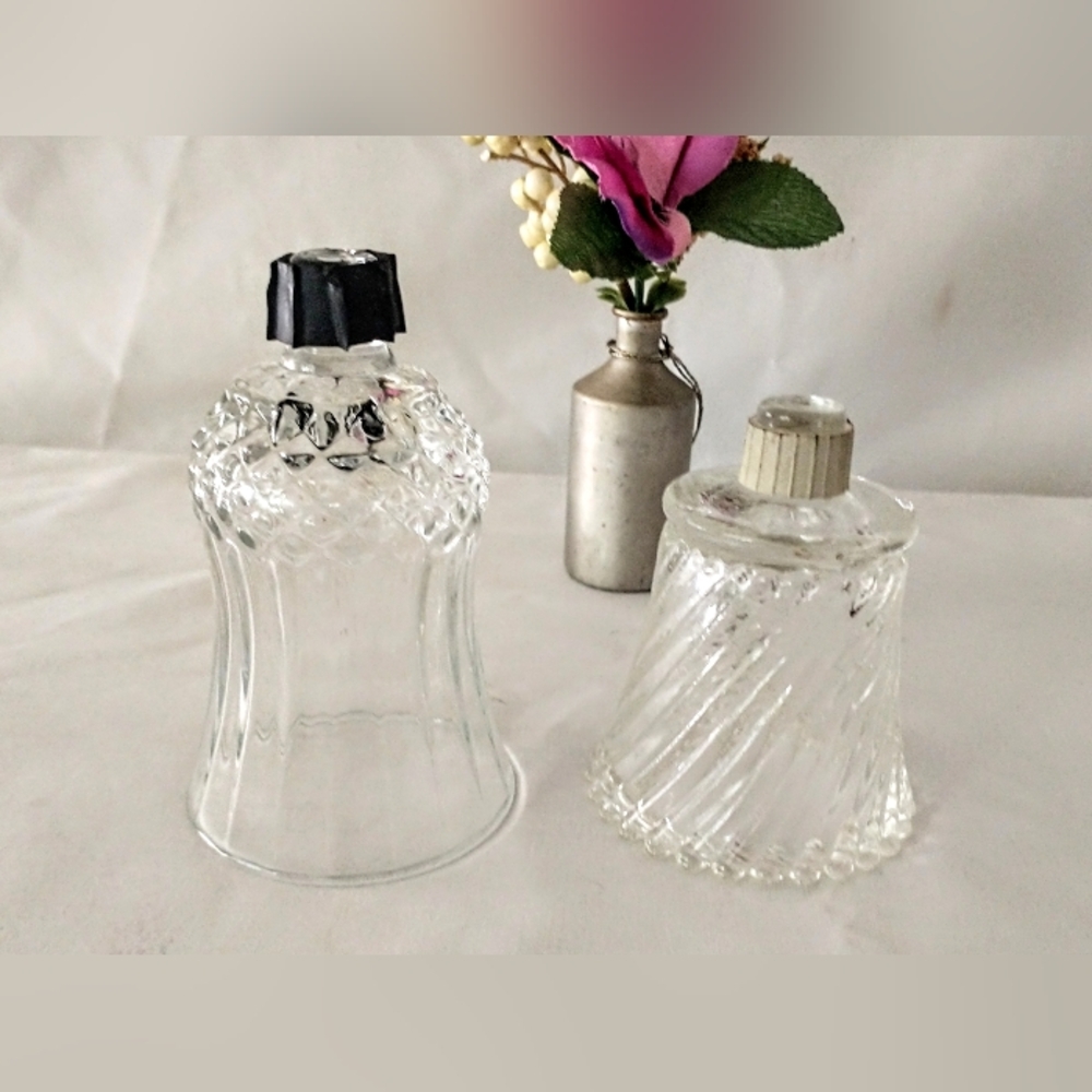 Two Vintage Clear Glass Votive Candle Holders - Pegs w/Grommets